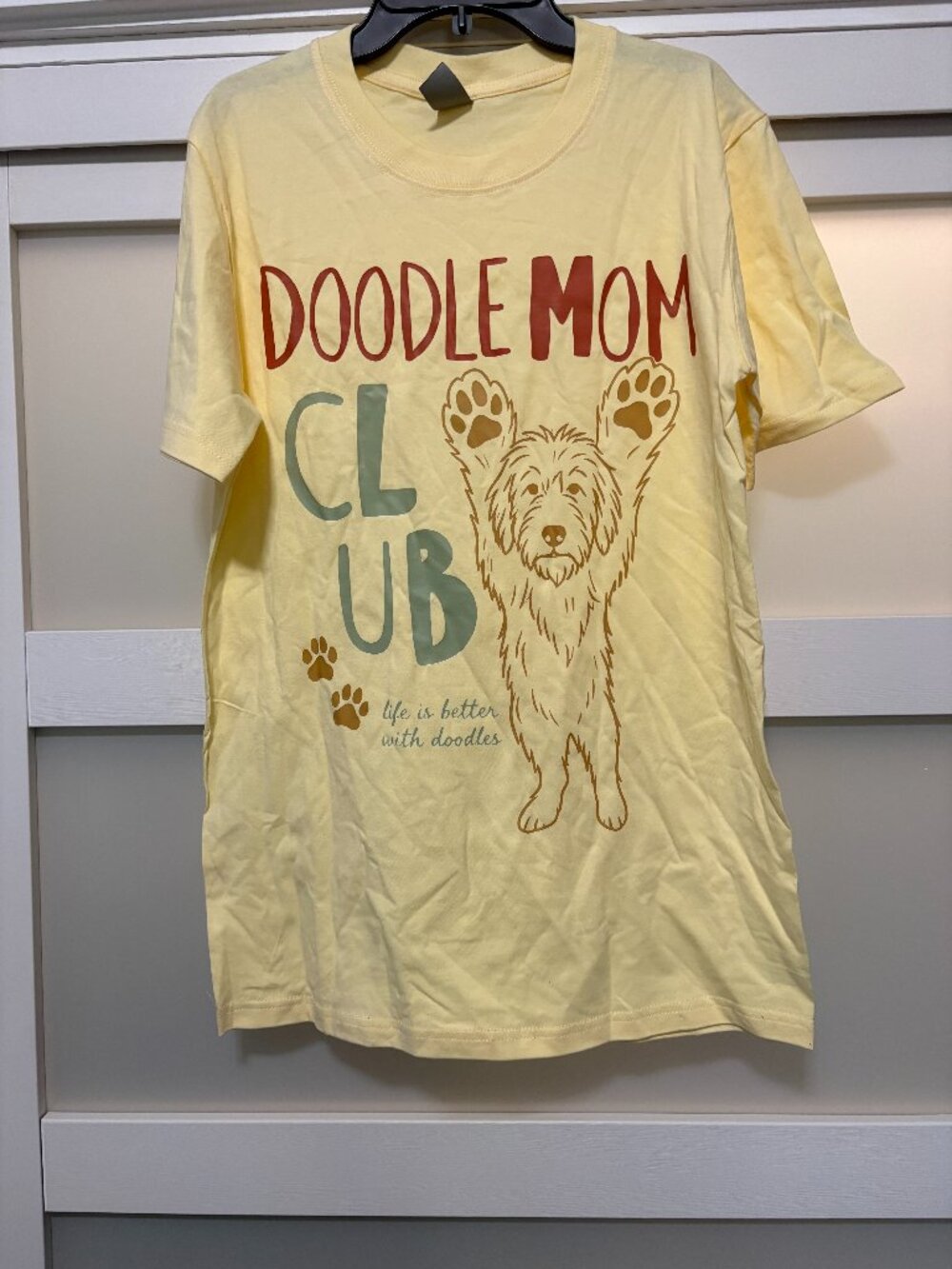 Doodle Mom Club Yellow Ladies T-Shirt sz S Ring Spun Digiprint NEW
